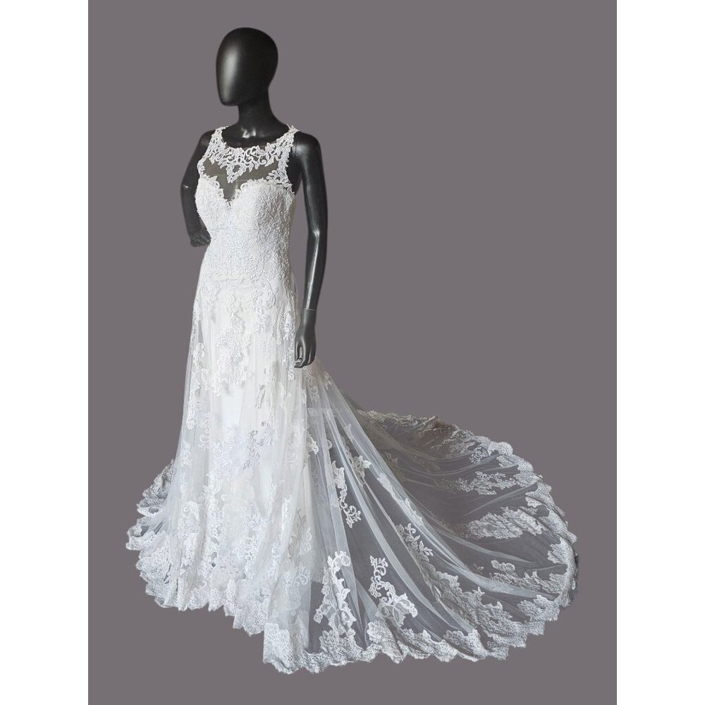 White Lace Illusion Bodice Open Back Wedding Gown - Morilee Madeline Gardner - Picture 3 of 12